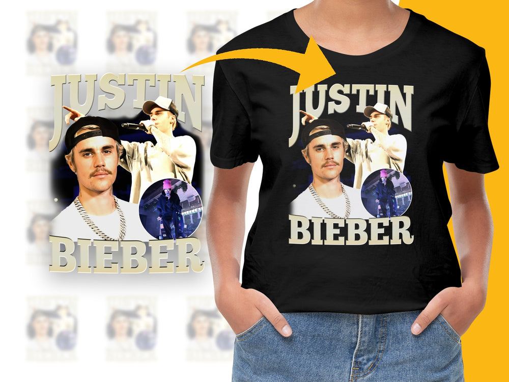Justin Bieber Fan T-Shirt, Pop Music Celebrity Graphic Tee, Unisex Black Shirt for Beliebers