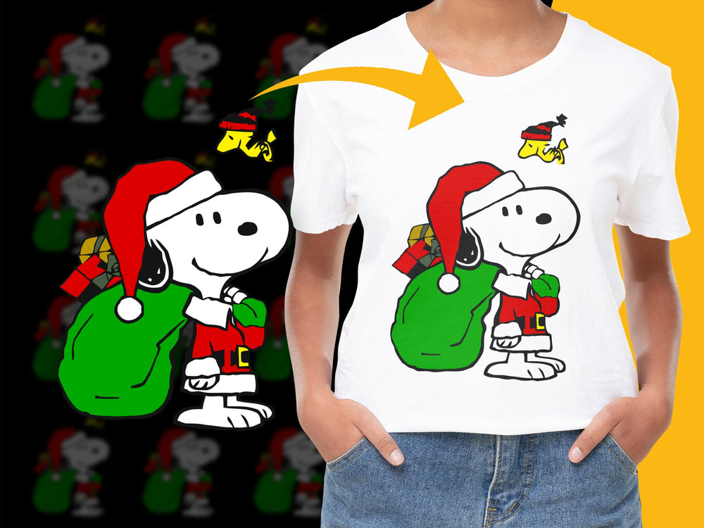 Peanuts Snoopy Christmas T-Shirt, Holiday Graphic Tee, Santa Hat, Festive Family Outfit, Kids and Adults Sizes Available
