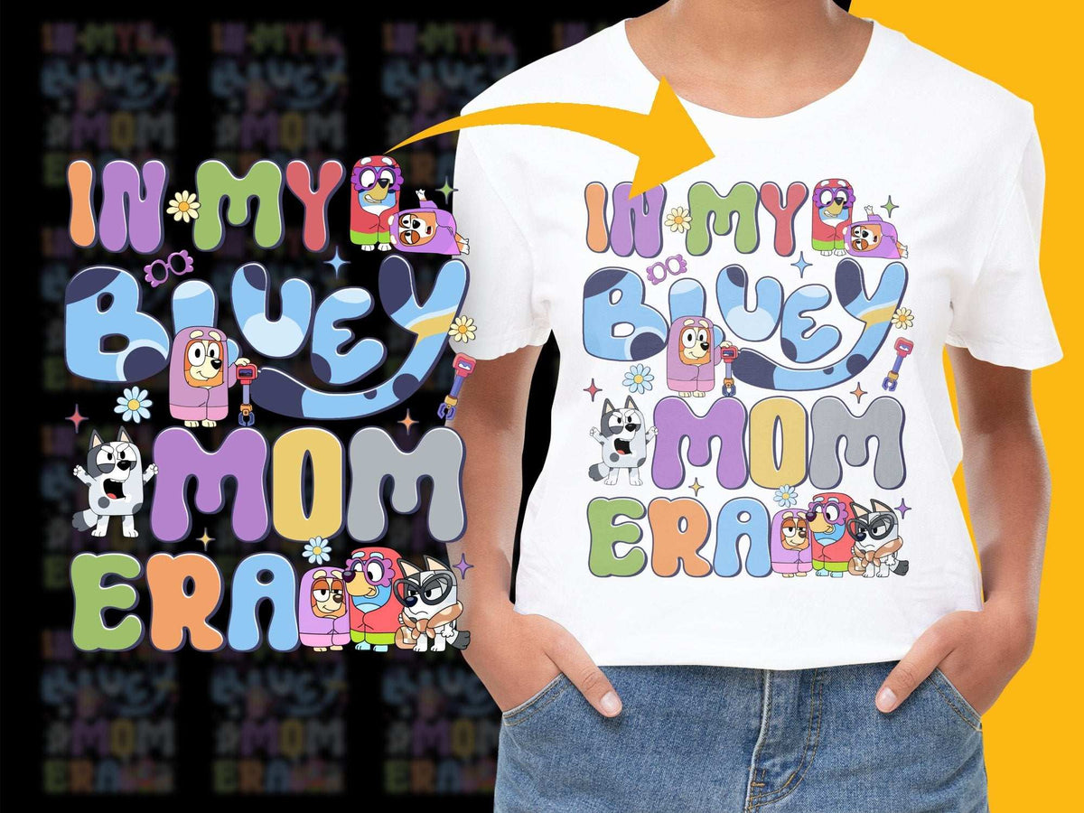 Colorful 'In My Baby Era' Cartoon T-Shirt, Fun Kids and Adult Fashion, Family Matching Outfits