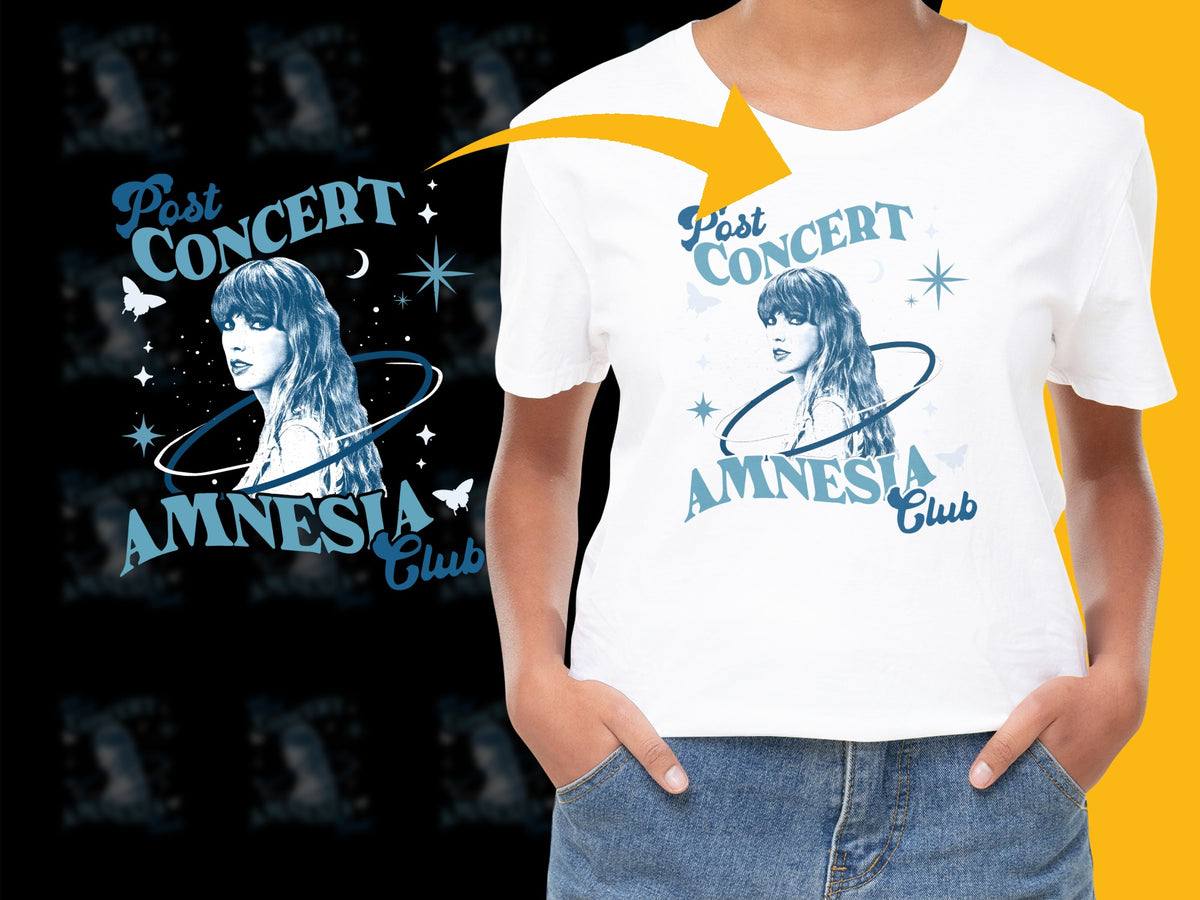 Women's White Graphic Tee 'Post Concert Amnesia Club' Casual T-Shirt with Vintage Design