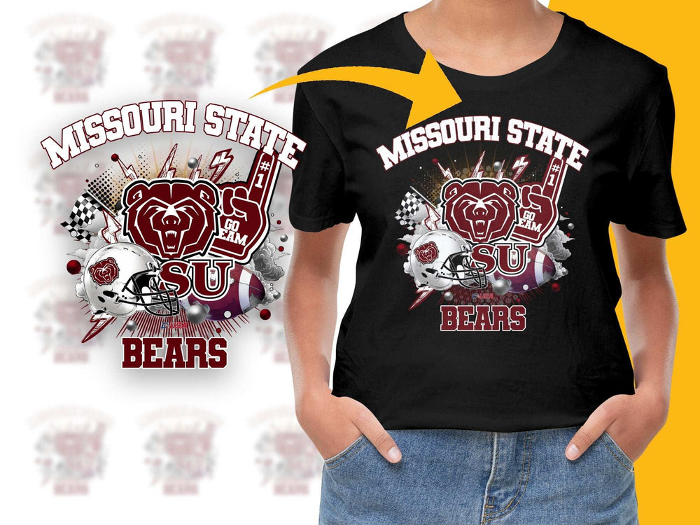 Missouri State University Bears Graphic T-Shirt, College Sports Apparel, Unisex Black Tee
