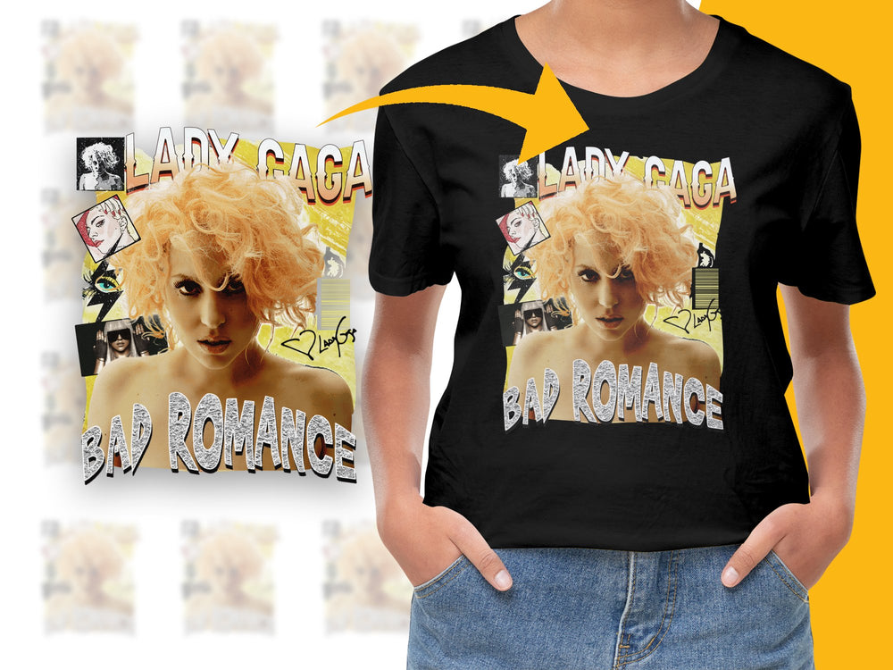 Lady Gaga Bad Romance Inspired Graphic T-Shirt, Vintage Style Pop Music Tee, Unique Fan Merchandise, Bold Printed Design