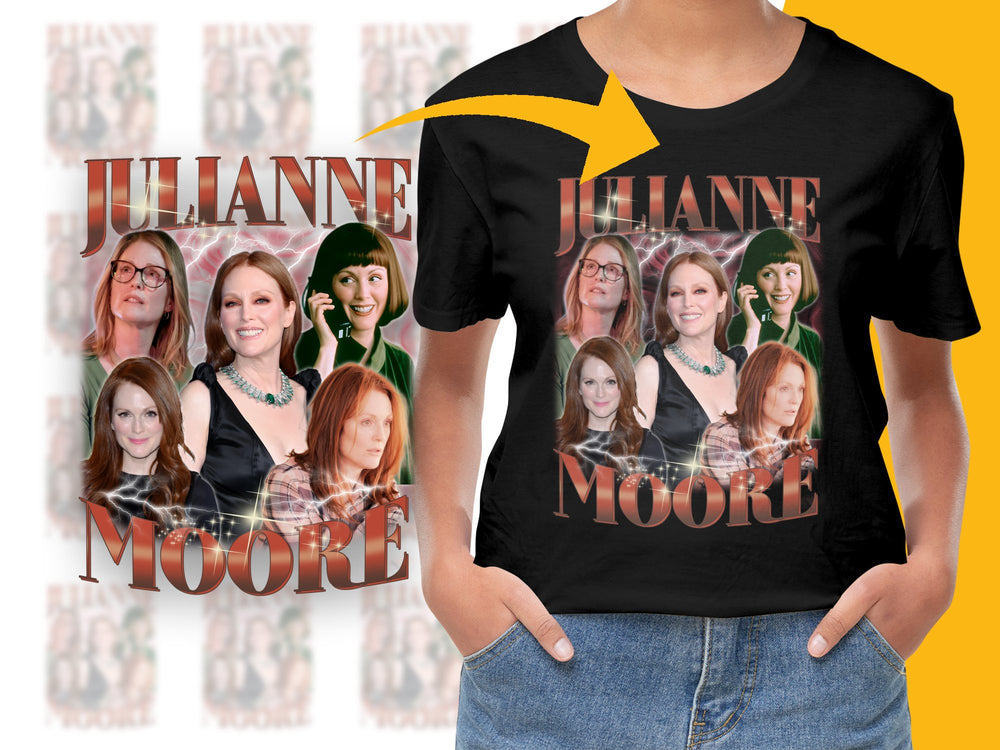 Julianne Moore Fan T-Shirt, Celebrity Photo Collage, Actress Tribute Tee, Unique Gift Idea, Film Memorabilia, Unisex Fashion Top