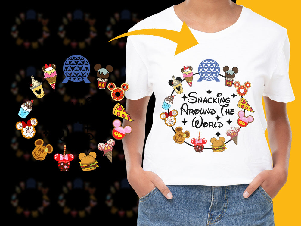 Disney Snacks T-Shirt, Cute Cartoon Food Tee, Family Trip Custom Apparel