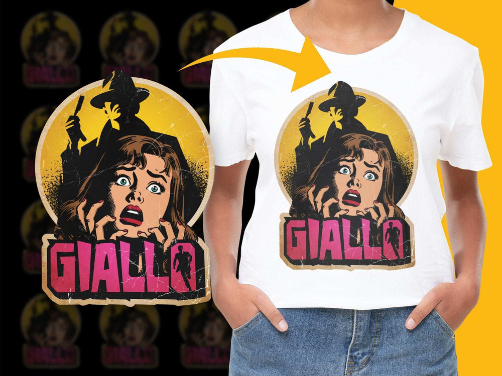 Vintage Giallo Horror Movie T-Shirt, Retro Italian Cinema Graphic Tee, Pop Culture Apparel, Unisex Fashion