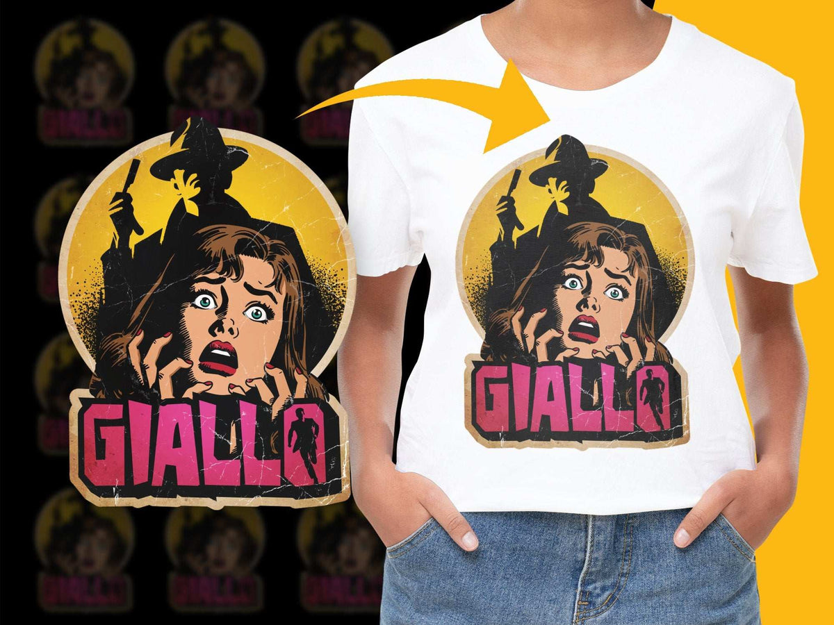 Vintage Giallo Horror Movie T-Shirt, Retro Italian Cinema Graphic Tee, Pop Culture Apparel, Unisex Fashion
