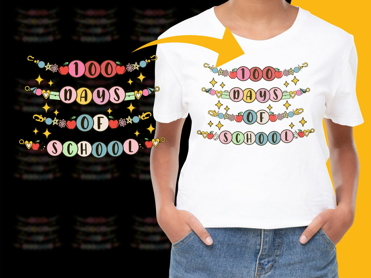 100 Days of School T-Shirt, Colorful Kids' Celebration Shirt, Fun Graphic Tee for Students
