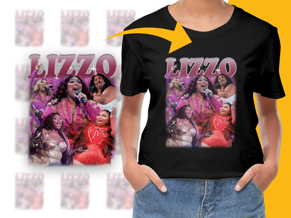 Lizzo Concert Collage T-Shirt, Women's Black Graphic Tee, Pop Music Fan Apparel, Gift for Music Lovers