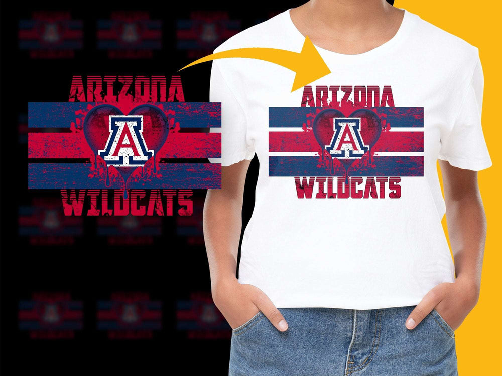 Arizona Wildcats T-Shirt, Distressed Logo, College Sports Team, Fan Gear, Red and Blue, Unisex Fit
