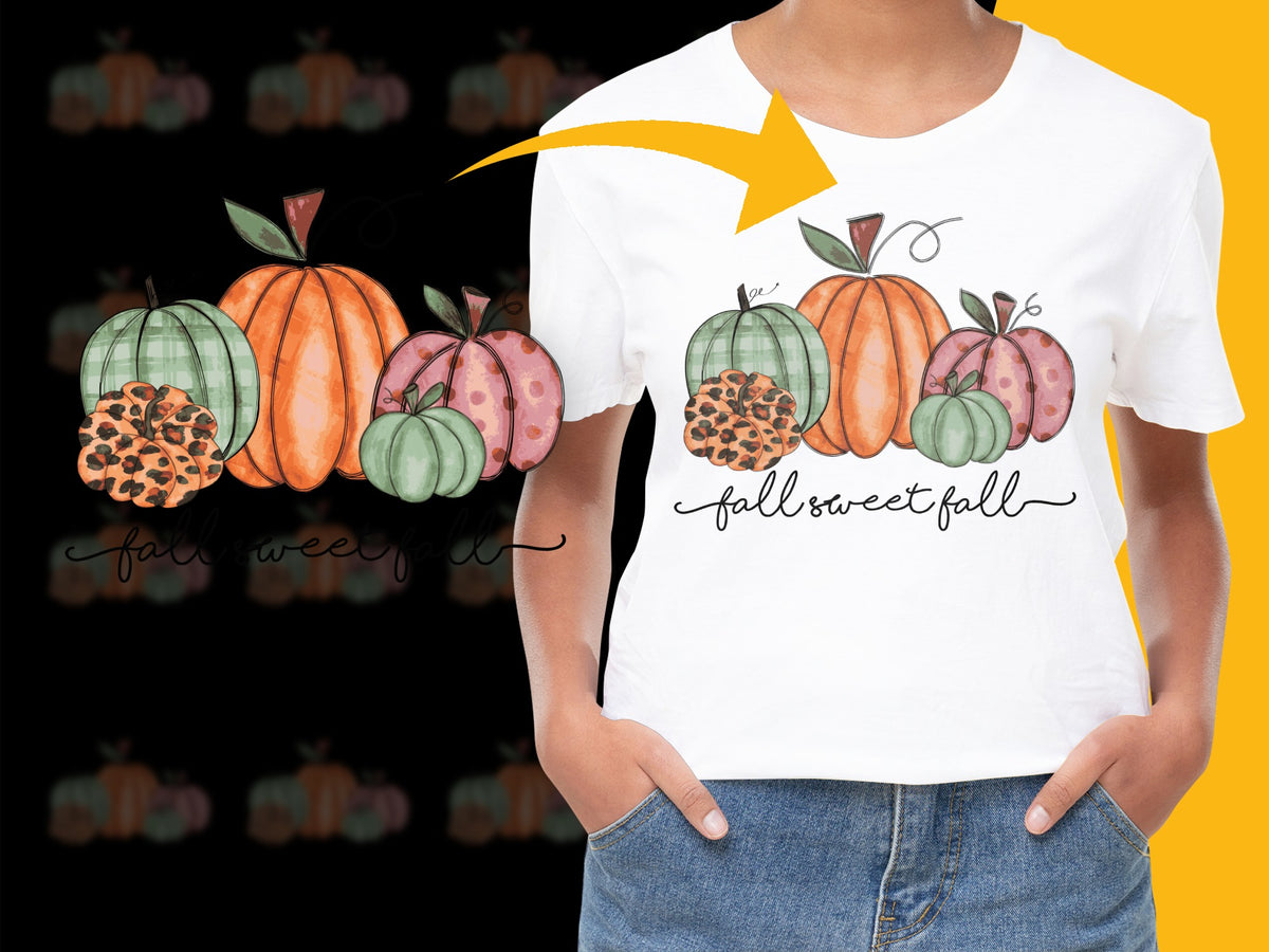 Fall Sweet Fall Pumpkin T-Shirt, Autumn Graphic Tee, Women's Fashion, Thanksgiving Shirt, Casual Orange Pumpkins Top