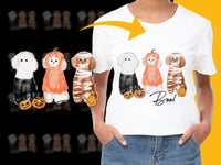 Load image into Gallery viewer, Halloween Dog T-Shirt, Cute Puppies in Costumes Graphic Tee, Autumn Pumpkin Dog Lovers Gift