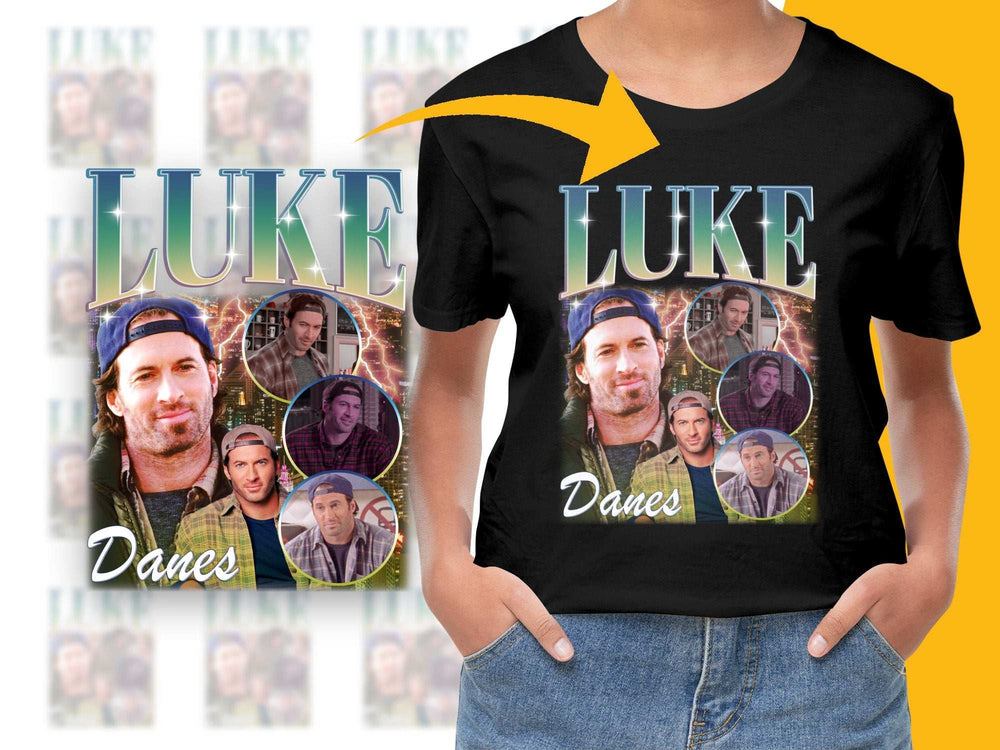 Luke Danes Inspired Graphic T-Shirt, Fan Art, Comfortable Cotton Tee with TV Show Character Collage Design