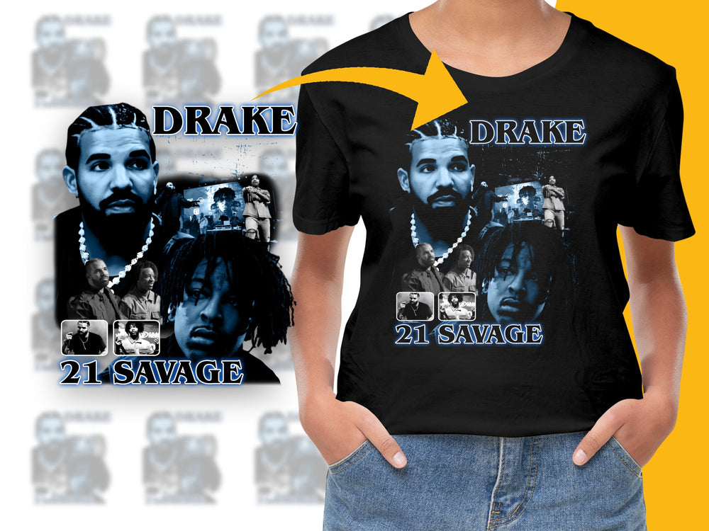 Drake and 21 Savage Graphic T-Shirt, Hip Hop Music, Fan Merch, Concert Tee, Urban Streetwear, Black Cotton Shirt, Unisex Fashion Top