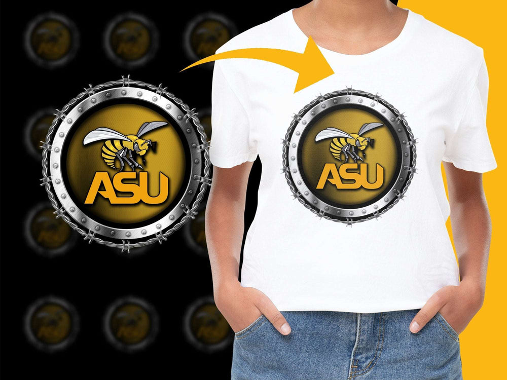 ASU Hornet Logo T-Shirt, Yellow and Black School Spirit Tee, College Apparel, Unisex Graphic Shirt