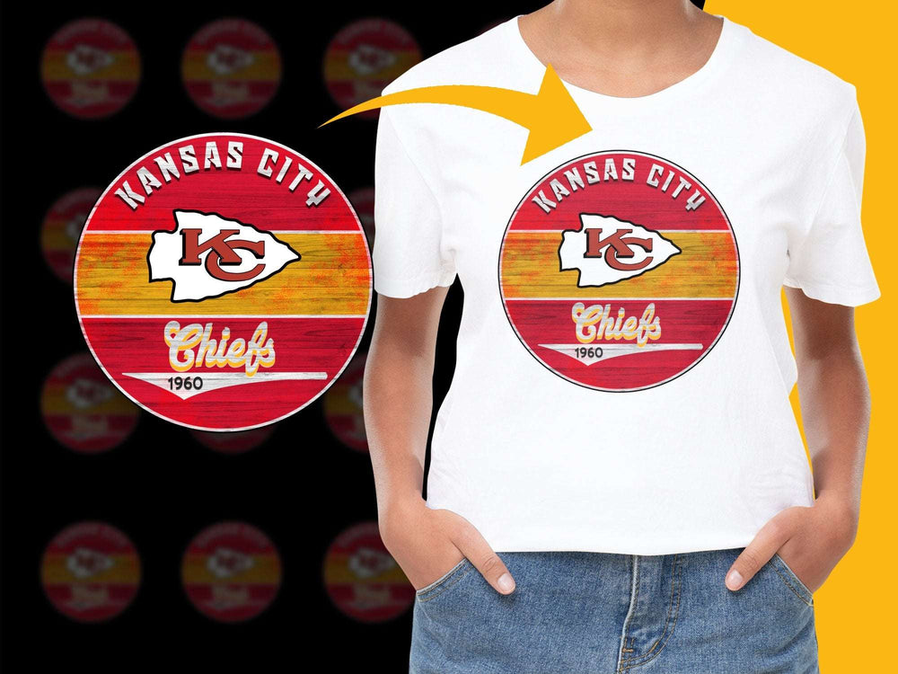 Kansas City Chiefs 1960 Logo T-Shirt, Vintage Sports Team Graphic Tee, Red and Yellow Colors, Casual Fan Apparel