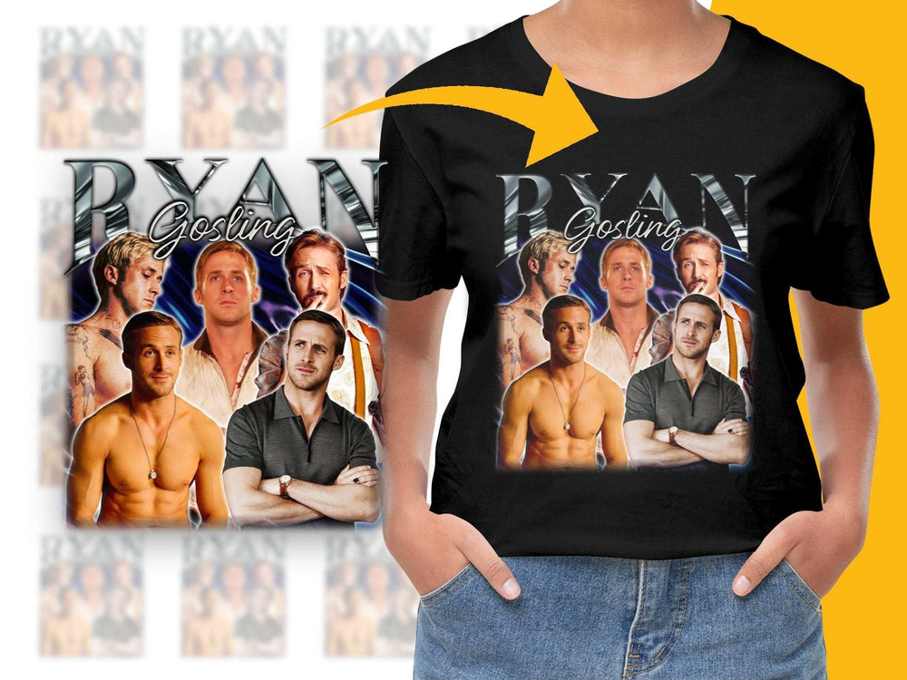 Ryan Gosling Fan T-Shirt, Multiple Poses, Actor Tribute, Casual Wear, Gift Idea, Movie Enthusiast, Fashionable Graphic Tee