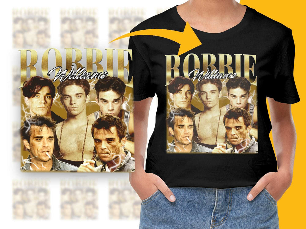 Robbie Williams Vintage T-Shirt, Classic Pop Music Tee, 90s Retro Style Shirt, Unisex Graphic Tee for Fans