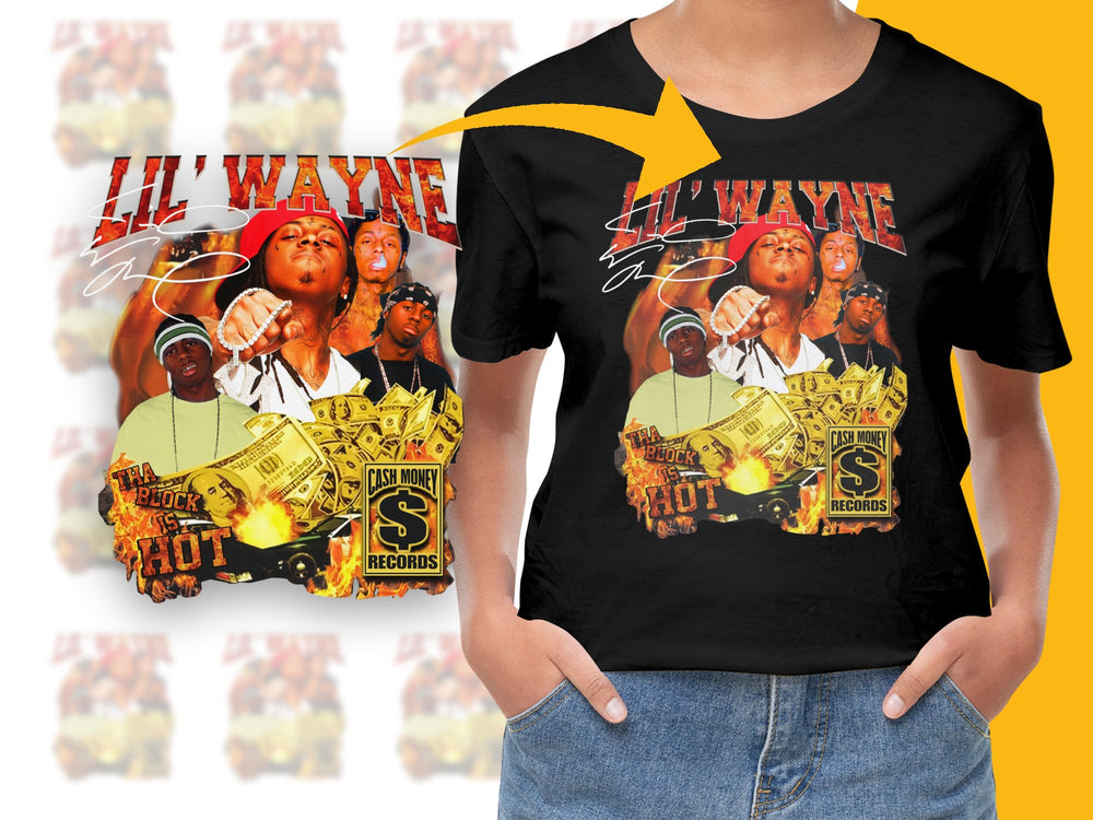 Lil Wayne Graphic T-Shirt, Vintage Hip Hop Tee, Cash Money Records, Music Fan Apparel, Unisex Black Shirt
