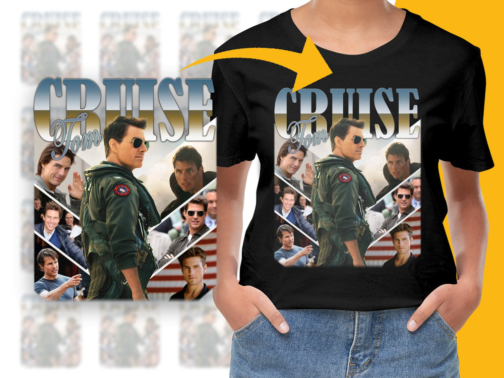 Tom Cruise Movie Collage T-Shirt, Classic Film Scenes Graphic Tee, Retro Style Cotton Shirt for Fans