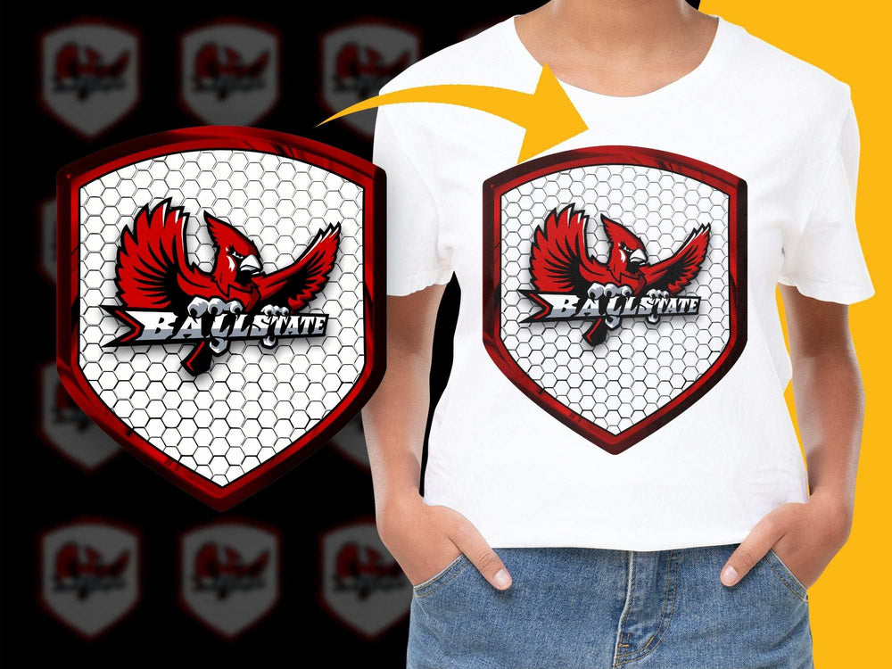 Ball State University Graphic T-Shirt, Red Eagle Logo, College Apparel, Unisex Cotton Tee