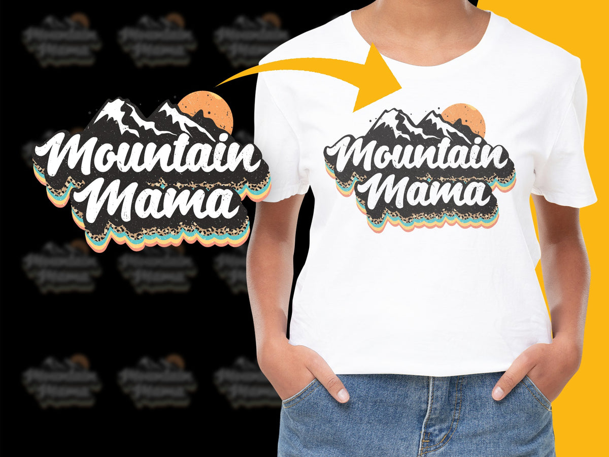 Mountain Mama Graphic Tee, Nature Inspired T-Shirt, Women's Casual White Shirt with Mountain Print