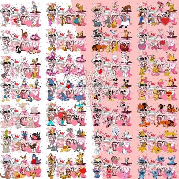 30 Valentine's Day Cartoon Cups Designs Bundle PNG designspacks