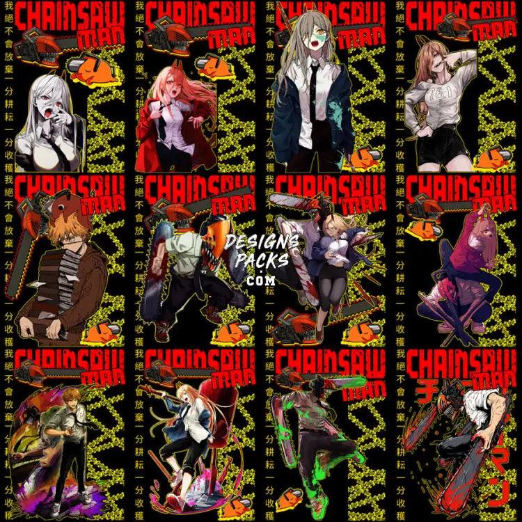 30 Anime Chainsaw Streetwear Designs Bundle Png + Psd