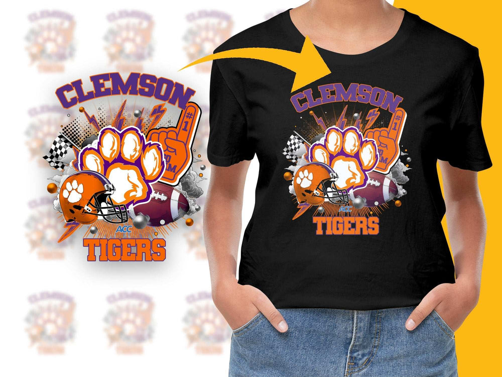 Clemson Tigers T-Shirt, College Football Fan Gear, Sporty Black Graphic Tee, Unisex Game Day Outfit