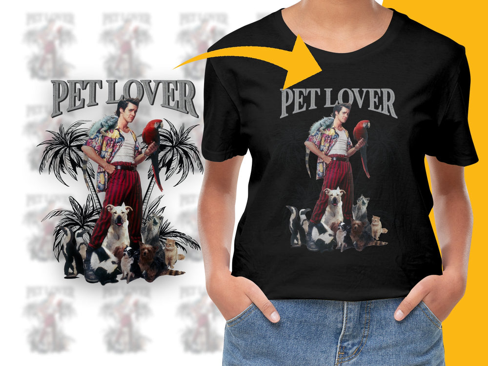 Pet Lover Graphic T-Shirt, Vintage Style Woman and Dogs Design, Casual Black Tee for Animal Enthusiasts