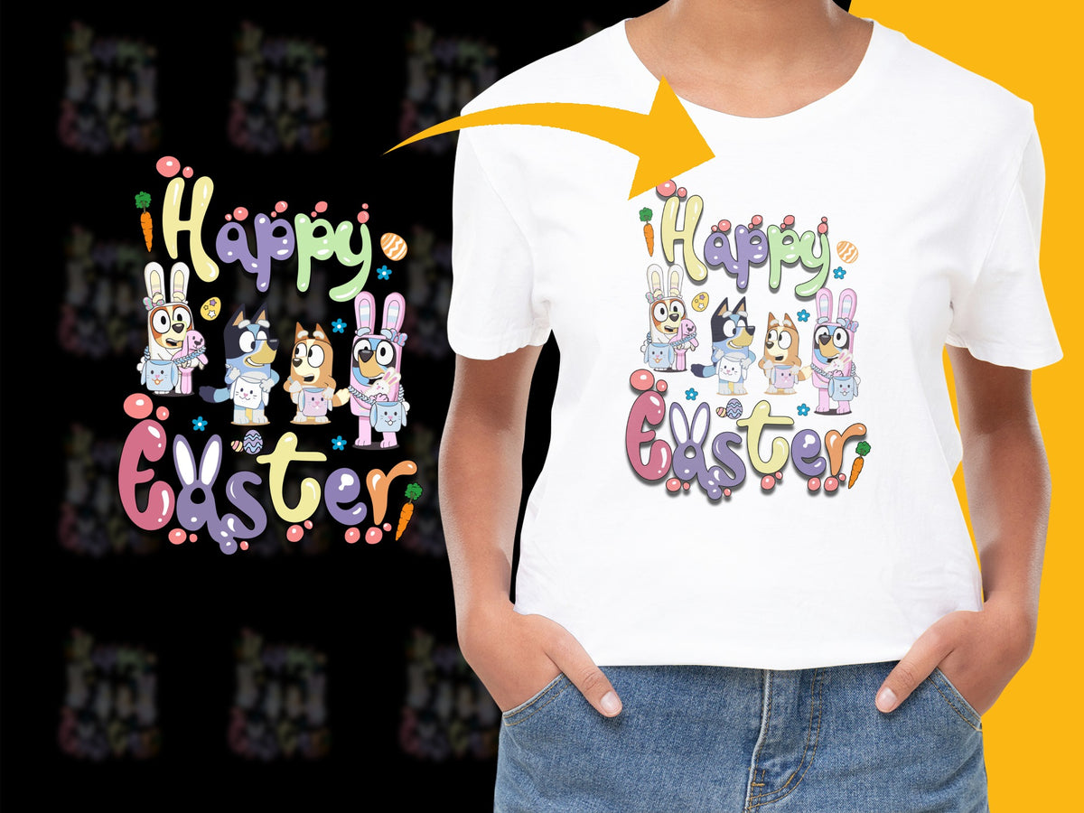Happy Easter T-Shirt, Cute Bunny Graphic Tee, Spring Holiday Casual Wear for All Ages