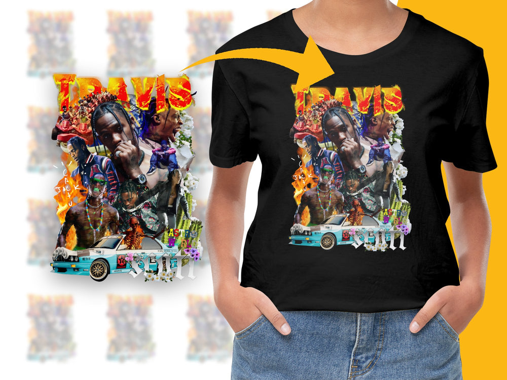 Travis Scott Inspired Graphic T-Shirt, Hip Hop Merch, Astroworld Fan Tee, Bold Colorful Design, Unisex Cotton Shirt
