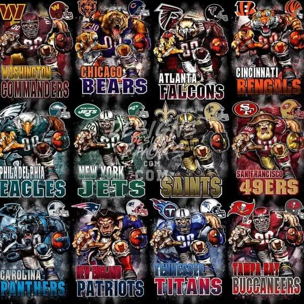 31 Football Teams Mascots Designs Bundle PNG designspacks