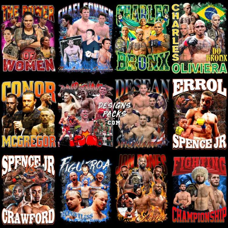 31 Combat Sports Bootleg Designs Bundle Png