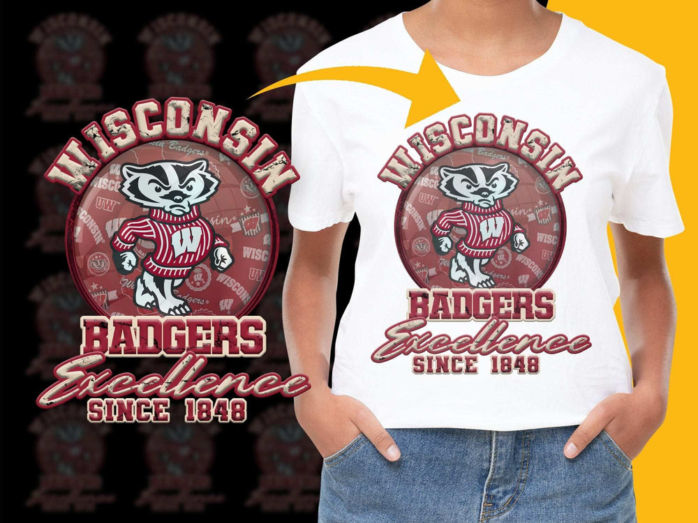 Wisconsin Badgers T-Shirt, Excellence Since 1848, College Sports Tee, Fan Apparel, University Merchandise, Graphic Tee