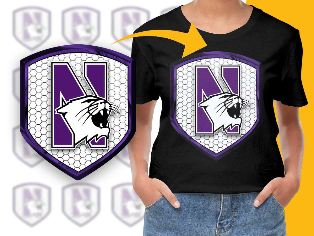 Kids Sports Logo T-Shirt, Purple White Team Mascot, Youth Graphic Tee, Casual School Apparel, Boys Girls Football Soccer Shirt