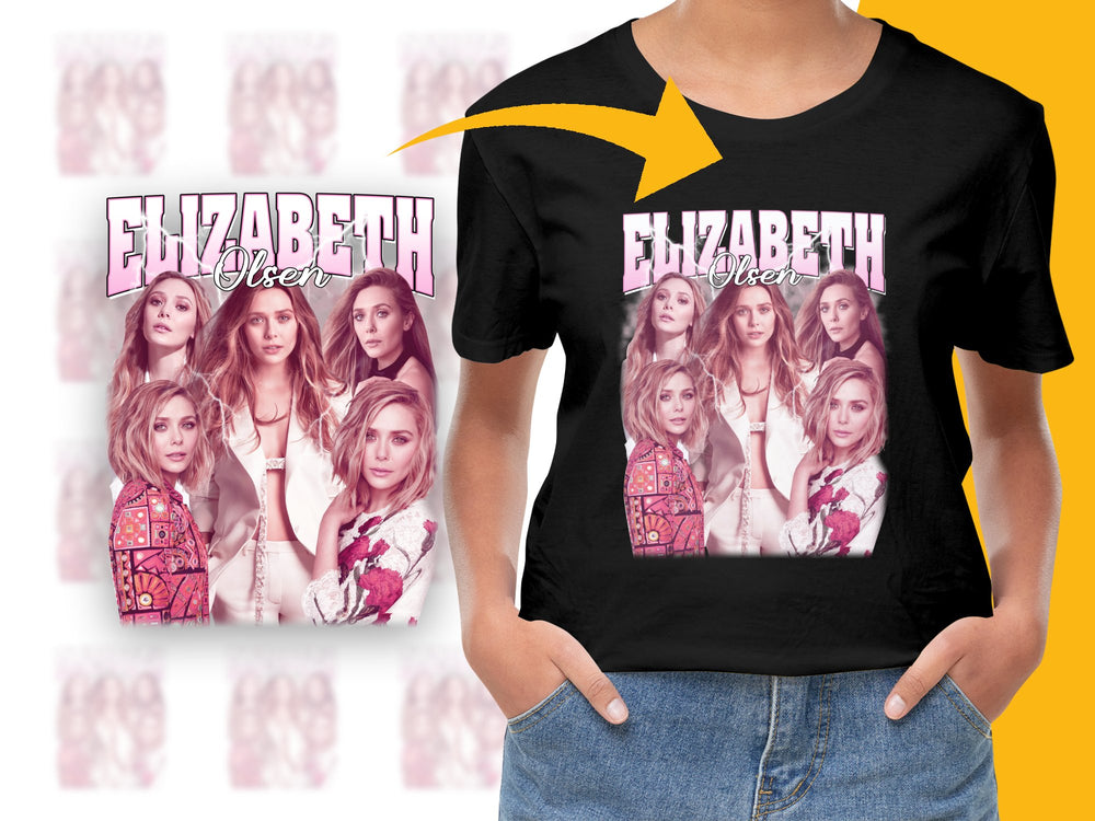 Elizabeth Olsen Fan T-Shirt, Multiple Poses Graphic Tee, Stylish Celebrity Shirt, Women's Fashion Top