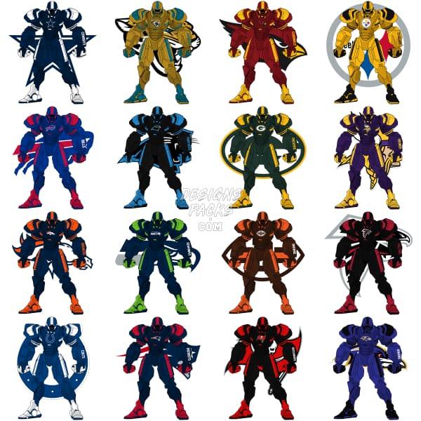 32 Bot Football Designs Bundle Png