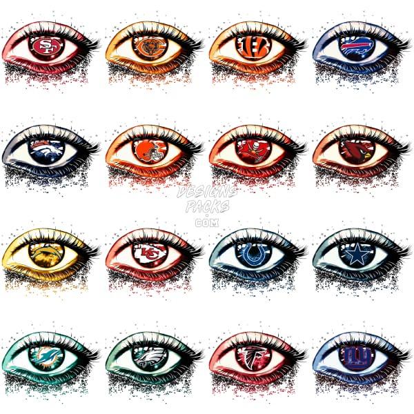 32 Eyes Football Designs Bundle Png