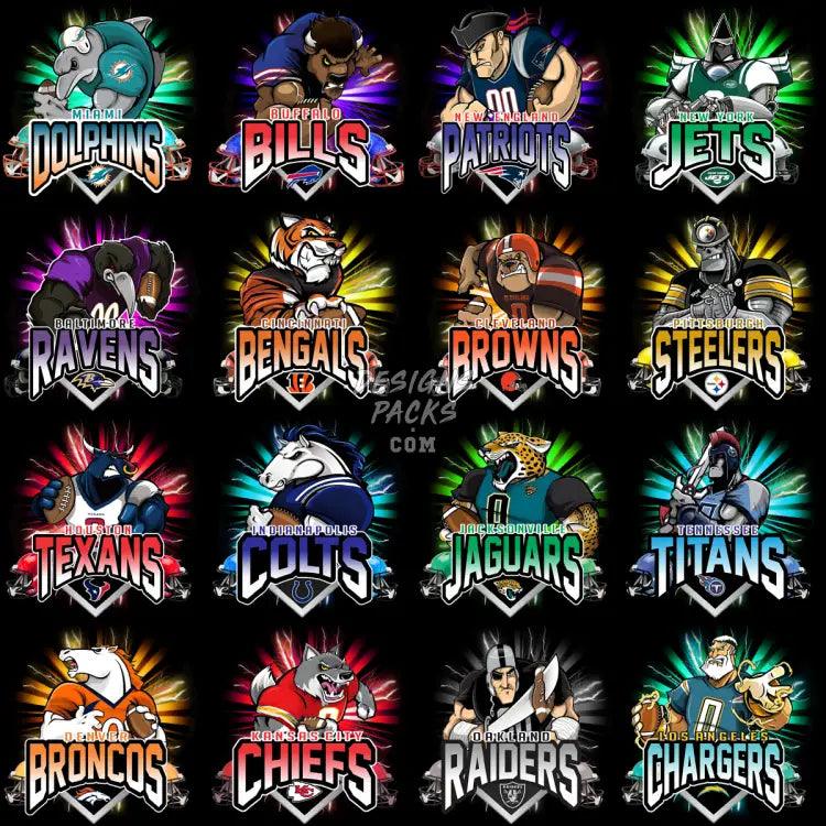 32 Mascots Football Teams Designs Bundle Png