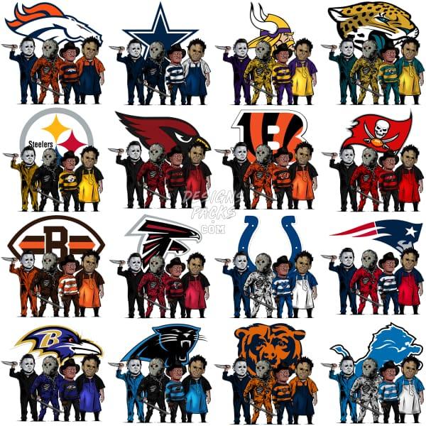 32 Slasher Horror Football Designs Bundle Png