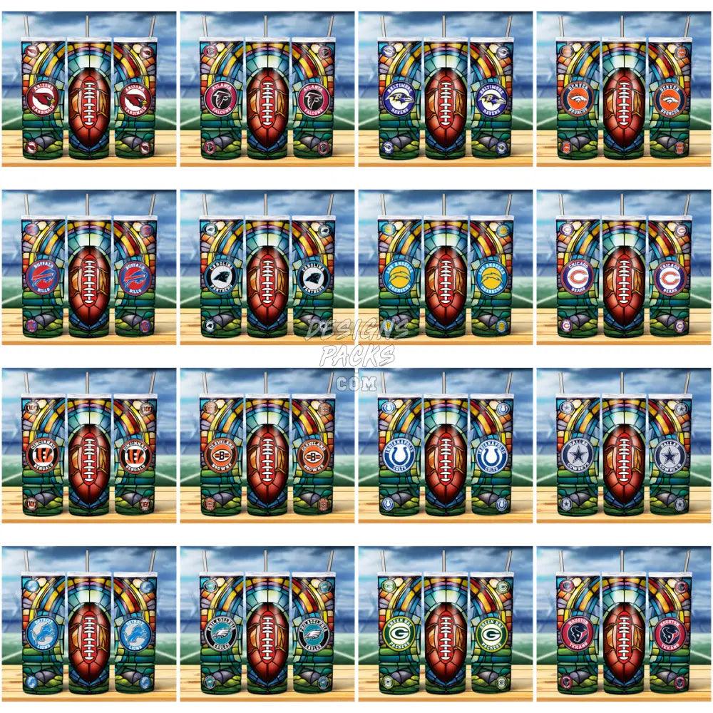 32 Stained Glass Football Tumbler Wrap Bundle Jpg