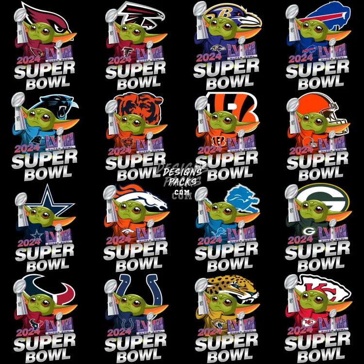 32 Super Bowl 2024 Football Teams Baby Cartoon Designs Bundle Png