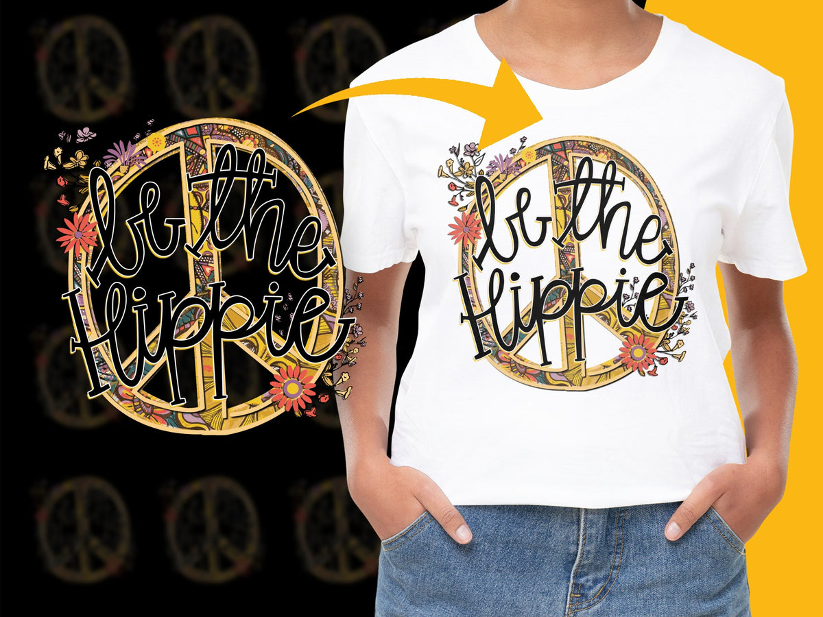 Women's White T-Shirt with Floral Hippie Graphic, Vintage Inspired, Retro Style, Boho Chic Fashion, Summer Casual Wear