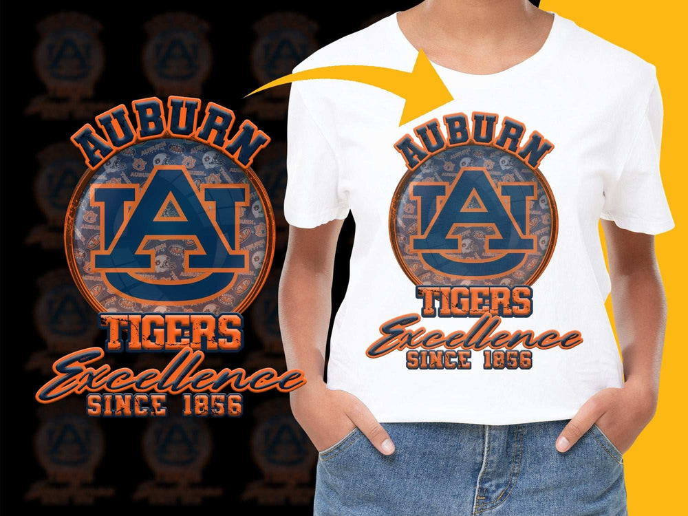 Auburn Tigers T-Shirt Vintage Logo, Excellence Since 1856, College Sports Team Apparel Unisex