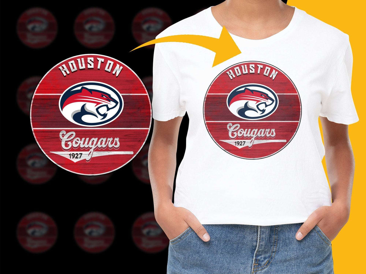 Houston Cougars T-Shirt, Vintage 1927 Logo, College Sports Fan Apparel, Unisex White Tee