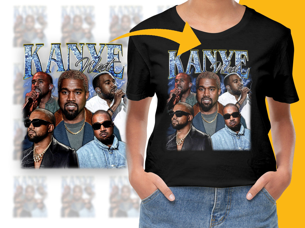 Kanye West Inspired Graphic T-Shirt, Vintage Style Hip Hop Tee, Multiple Poses, Music Fan Apparel