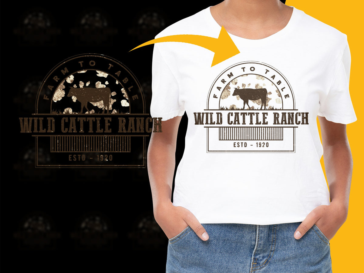Farm to Table Wild Cattle Ranch Graphic T-Shirt, Vintage Farmhouse Style, Casual Wear, Unisex Tee