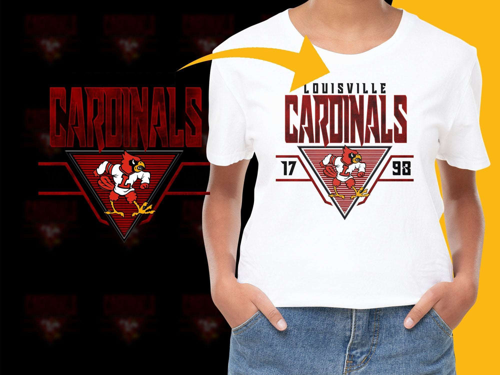 Louisville Cardinals Graphic T-Shirt, Vintage Logo Tee, College Sports Apparel, Red and White, Casual Wear, Fan Gift Ideas 1998
