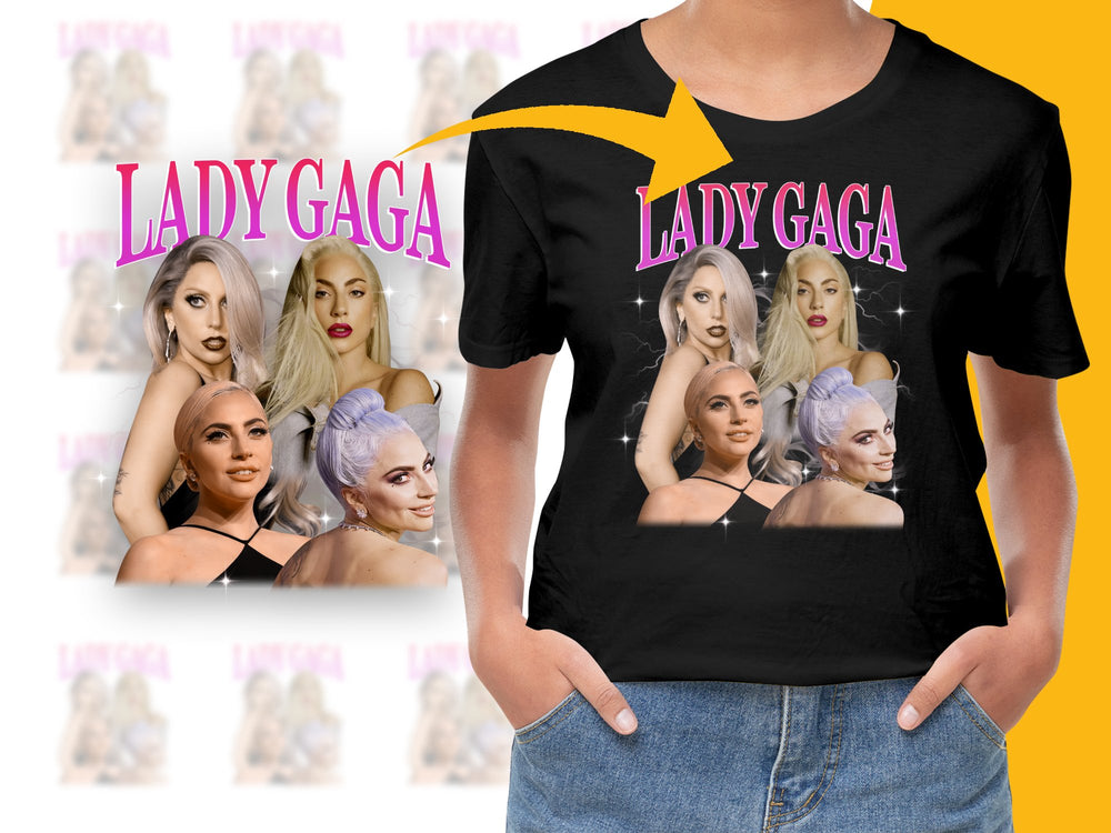 Lady Gaga Fan T-Shirt, Pop Icon Collage Tee, Music Lover Gift, Artist Tribute Top
