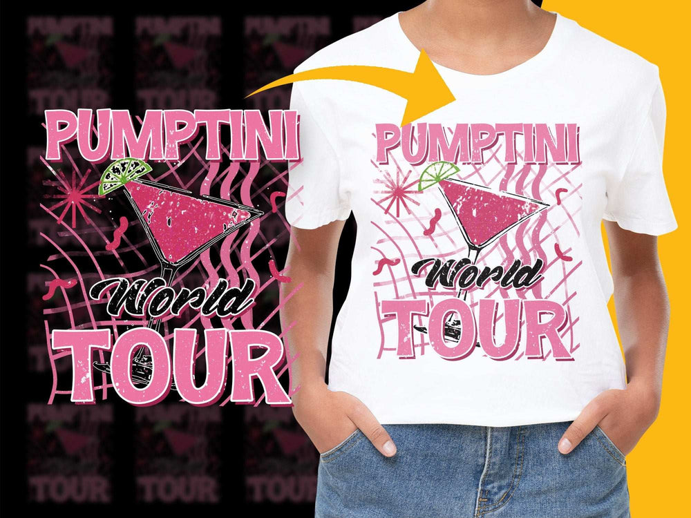 Pumpitni World Tour Graphic T-Shirt, Pink Martini Design, Stylish Summer Casual Tee, Trendy Concert Outfit